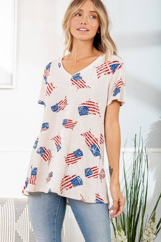 Plus American Flag Print Top