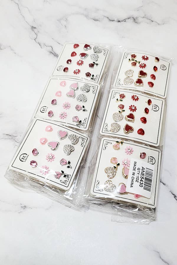 Valentine's Day Stud Earrings Set