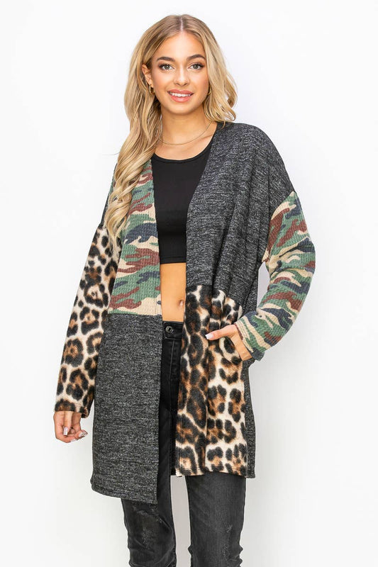 Women's Plus Size Camo & Animal Print Cardigan