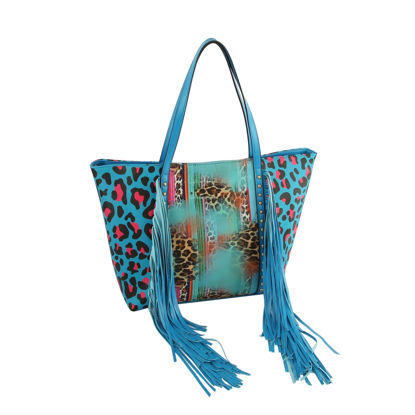 Women Cheetah Printed Flower Tote Hobo Bag