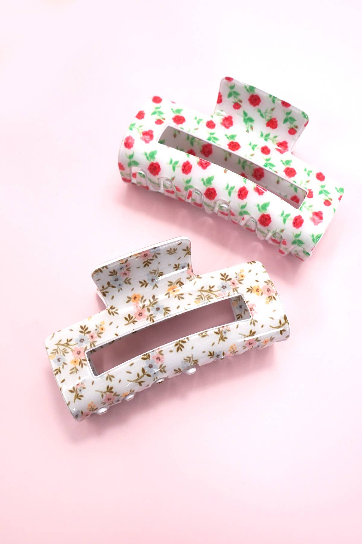 JUMBO DITSY ROSE RECTANGLE HAIR CLAW CLIPS