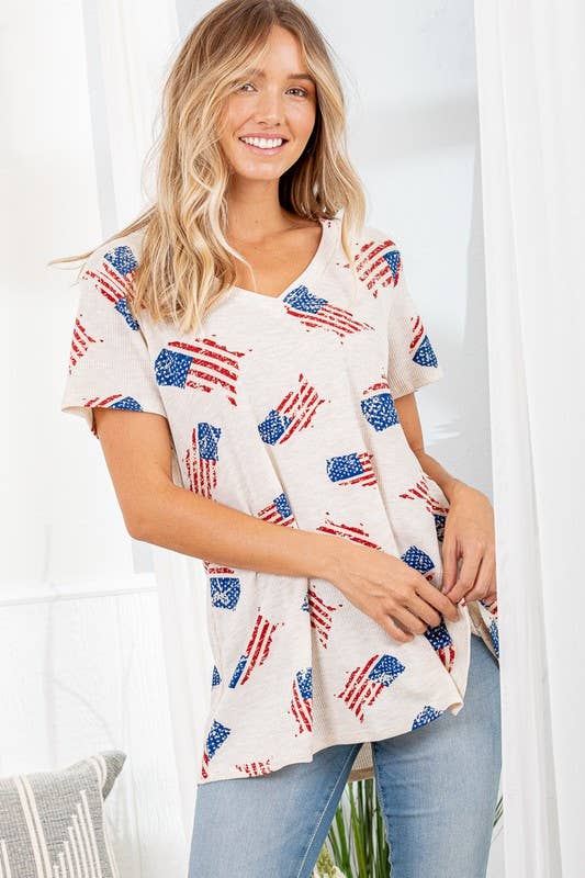 Plus American Flag Print Top
