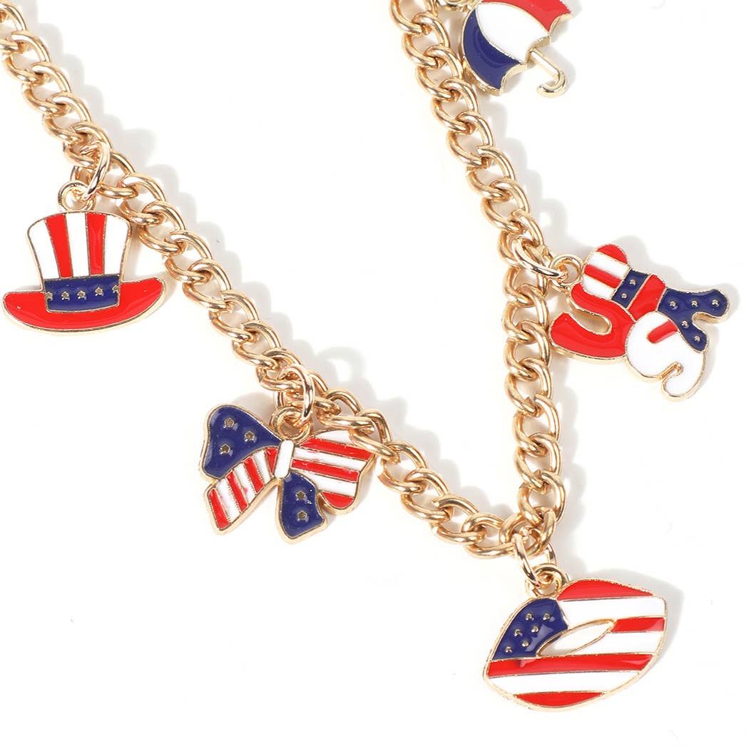 USA Theme Designed Charm Trucker Hat Chain