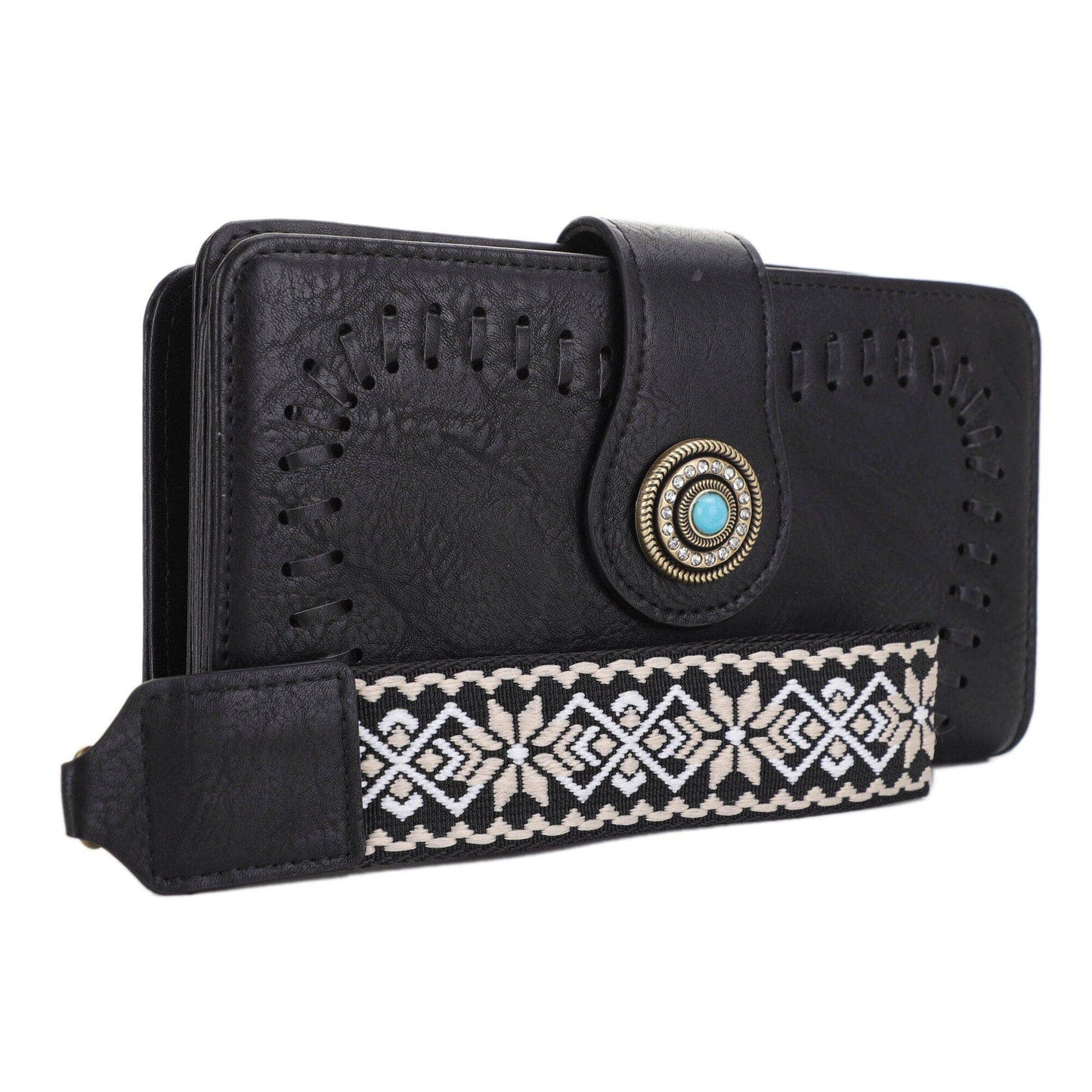 Dolly Western Wallet With Boho Wristlet Strap