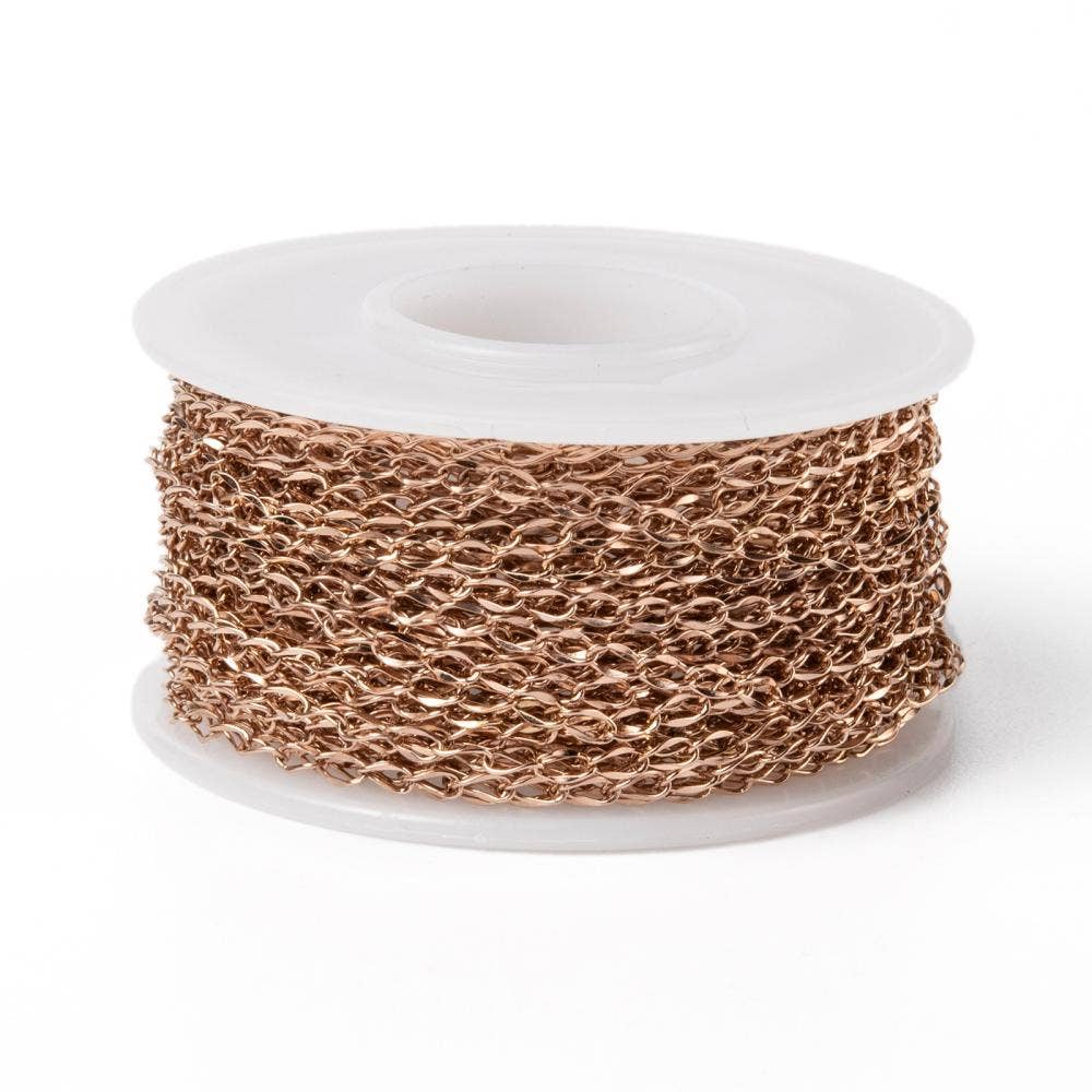 Rose Gold Twisted Curb Chain By the Foot - Ion Plated Stainless Steel