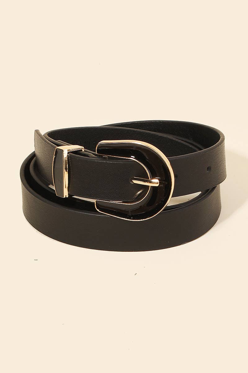 Enamel Buckle Faux Leather Belt