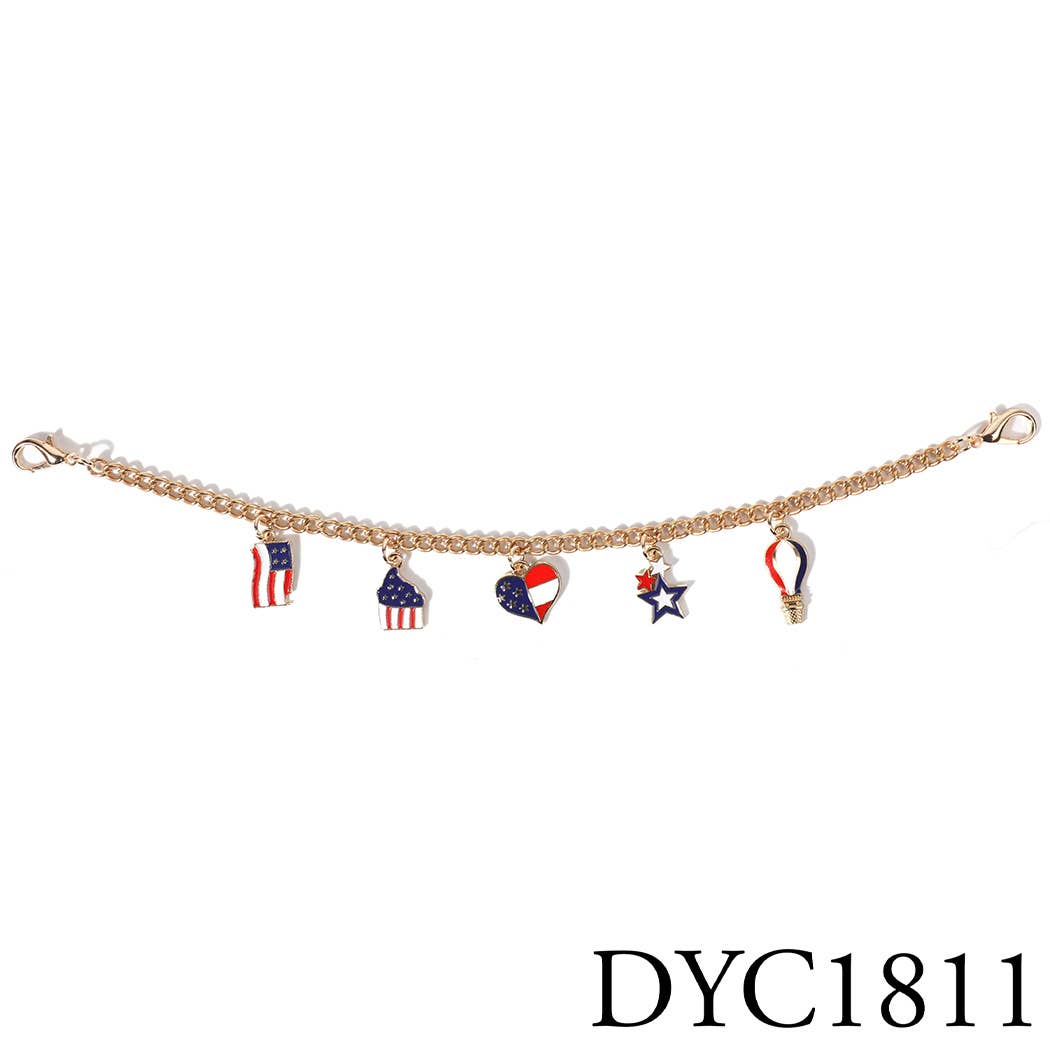 USA Theme Designed Charm Trucker Hat Chain