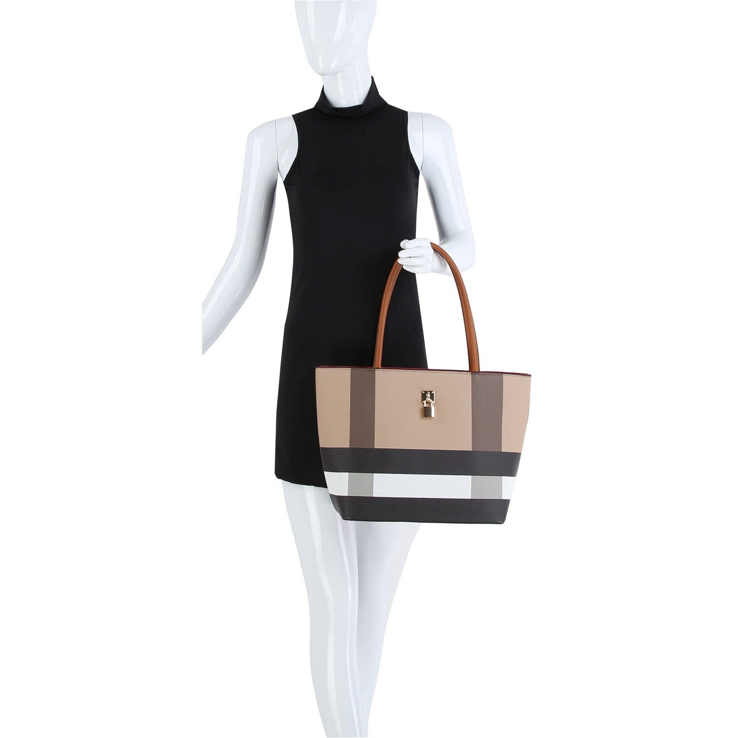3 in 1 Purses and Handbags Tote Shoulder Bag: Black