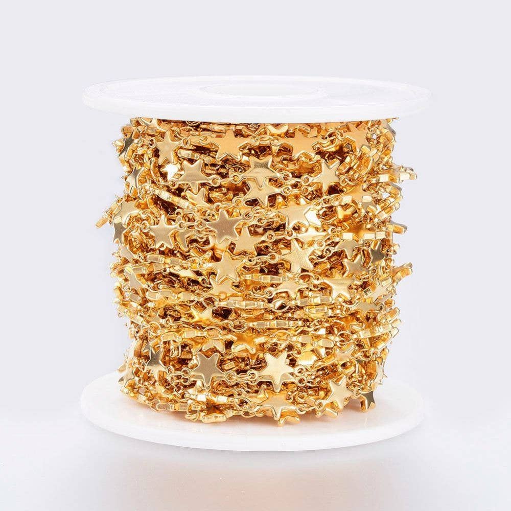 Gold Star Link Chain By the Foot - Ion Plated Stainless Steel