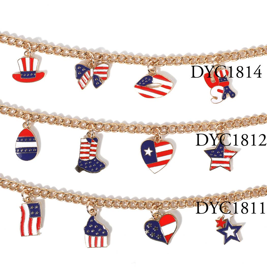 USA Theme Designed Charm Trucker Hat Chain