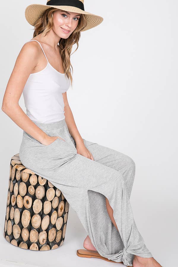 Split Side Tied Hem Pants