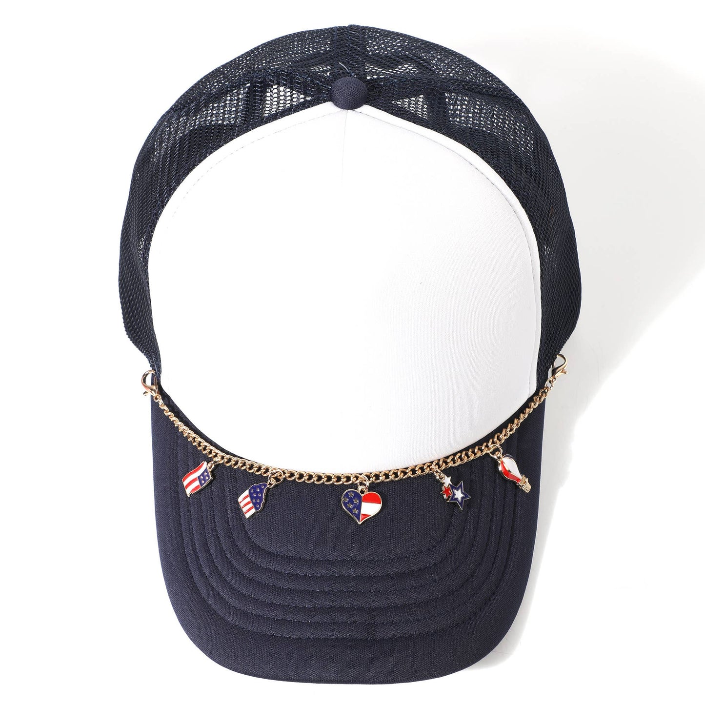 USA Theme Designed Charm Trucker Hat Chain