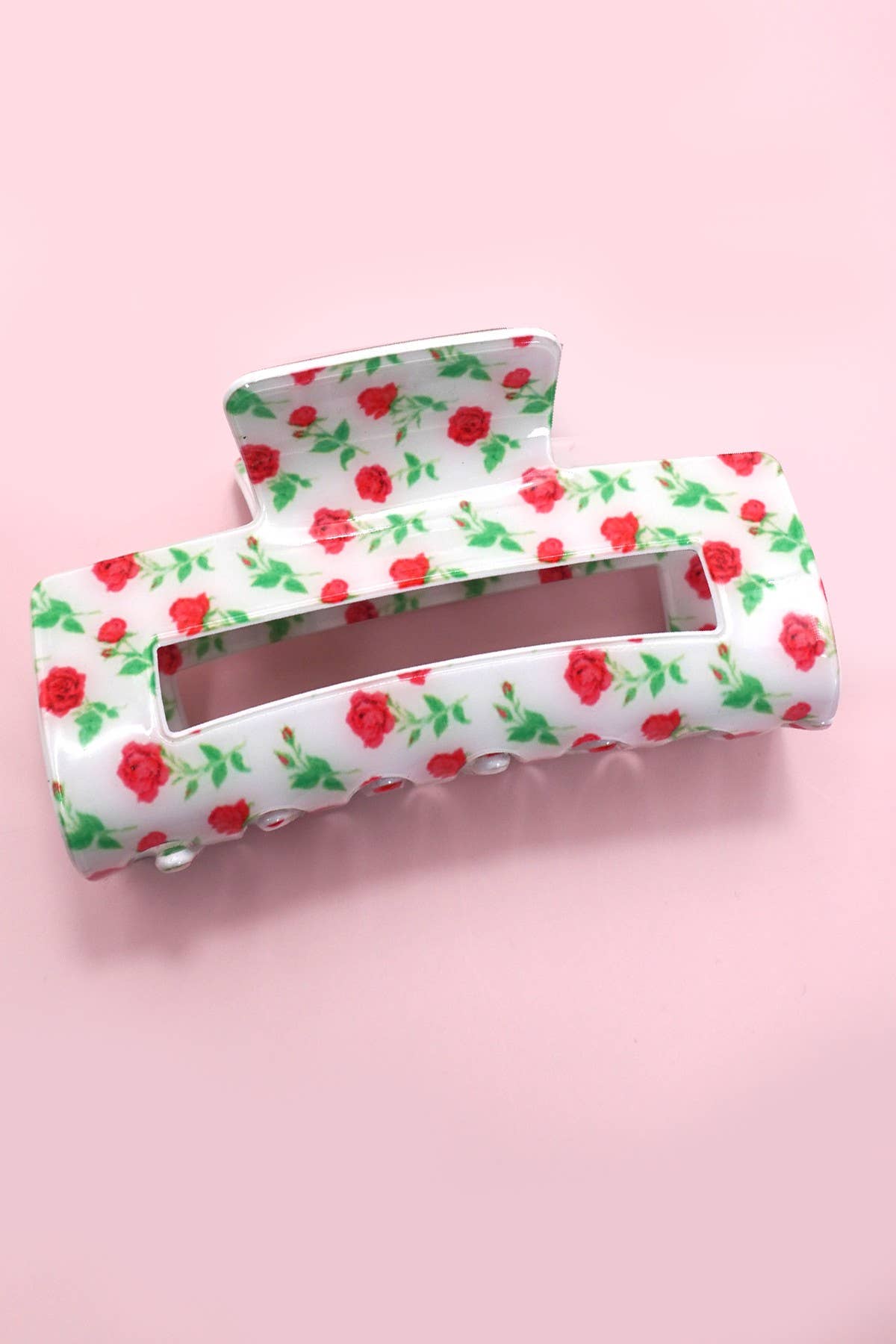 JUMBO DITSY ROSE RECTANGLE HAIR CLAW CLIPS