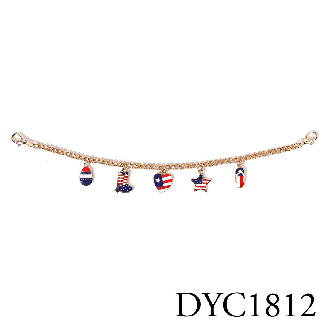 USA Theme Designed Charm Trucker Hat Chain