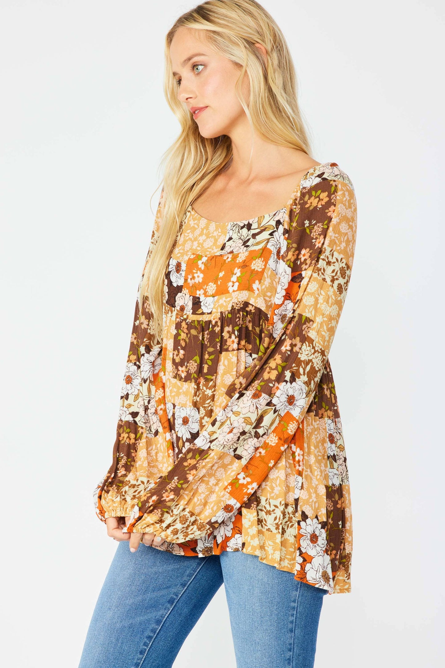 Multi Printed Babydoll Blouse