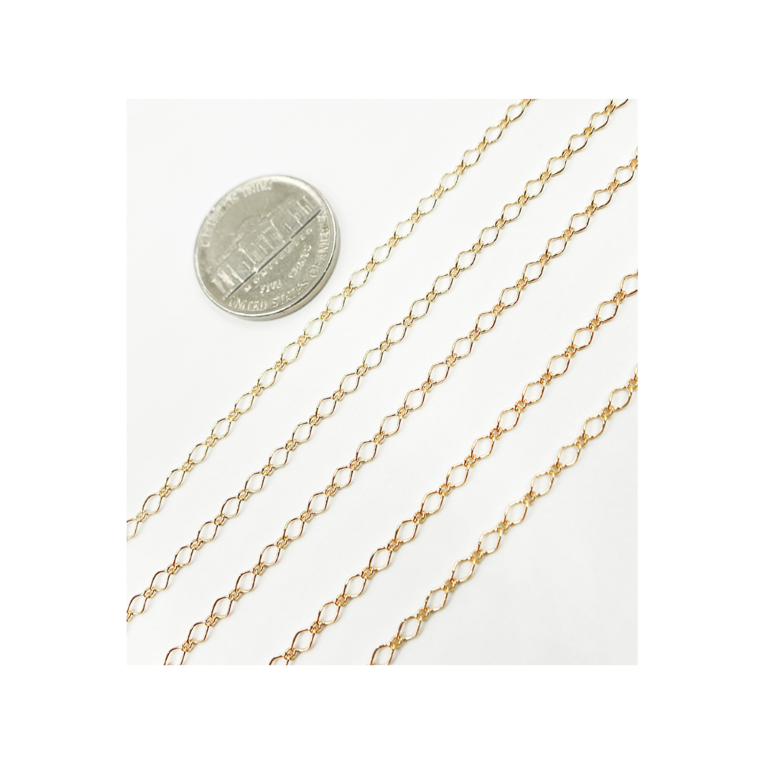 16MQGF. 14K Gold Filled Rhomb Link Chain