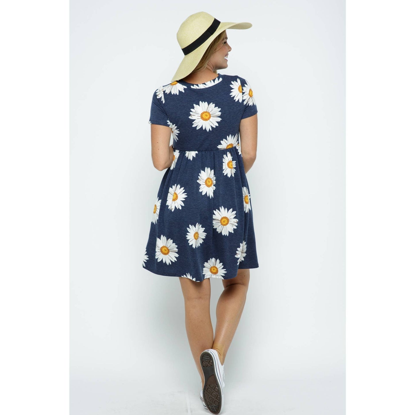 Floral Crew Neck Maternity Babydoll Dress