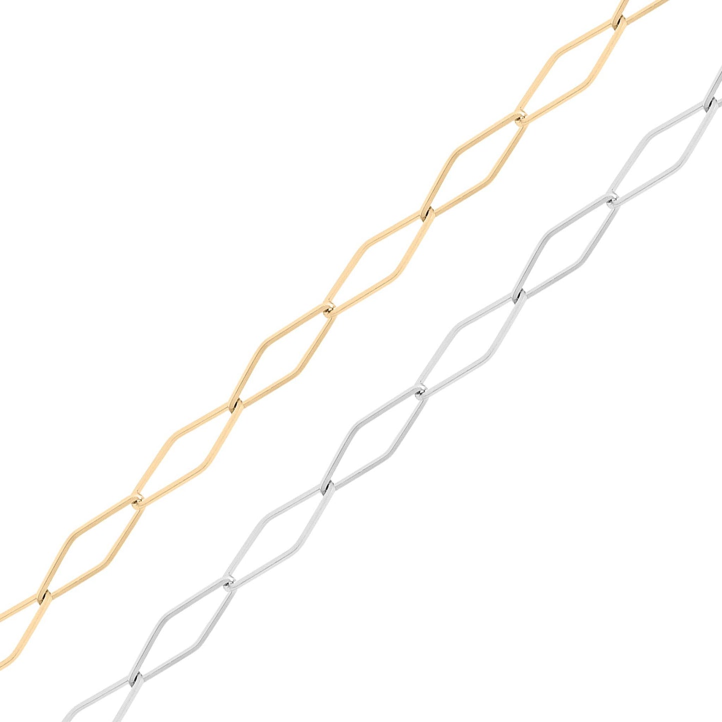 18K Gold PVD Stainless Steel Diamond Paperclip Chain