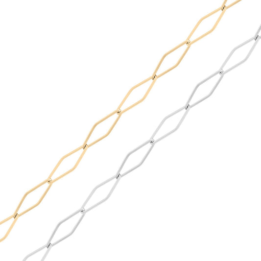 18K Gold PVD Stainless Steel Diamond Paperclip Chain