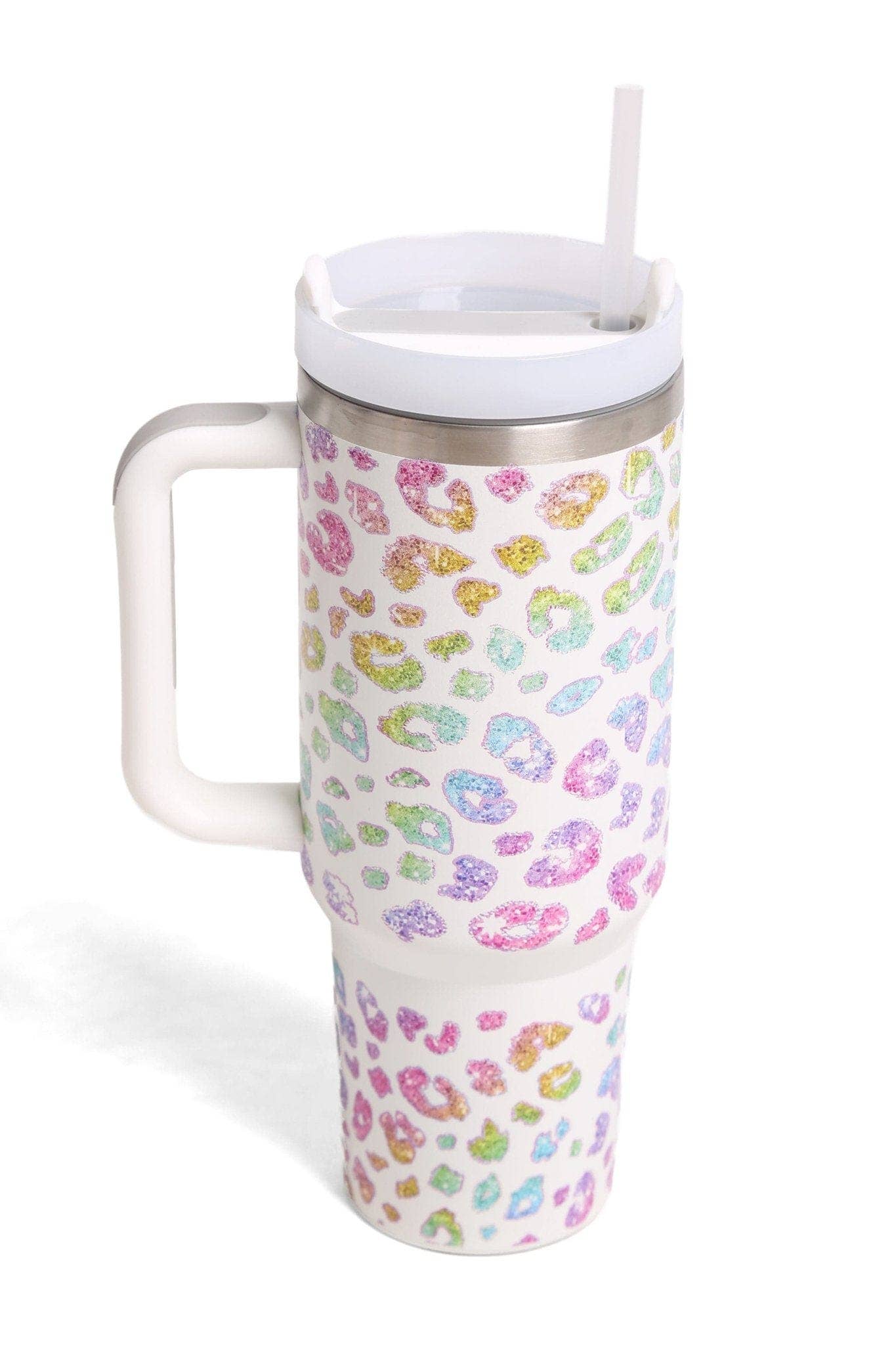 Leopard 40 Oz Tumbler With Handle