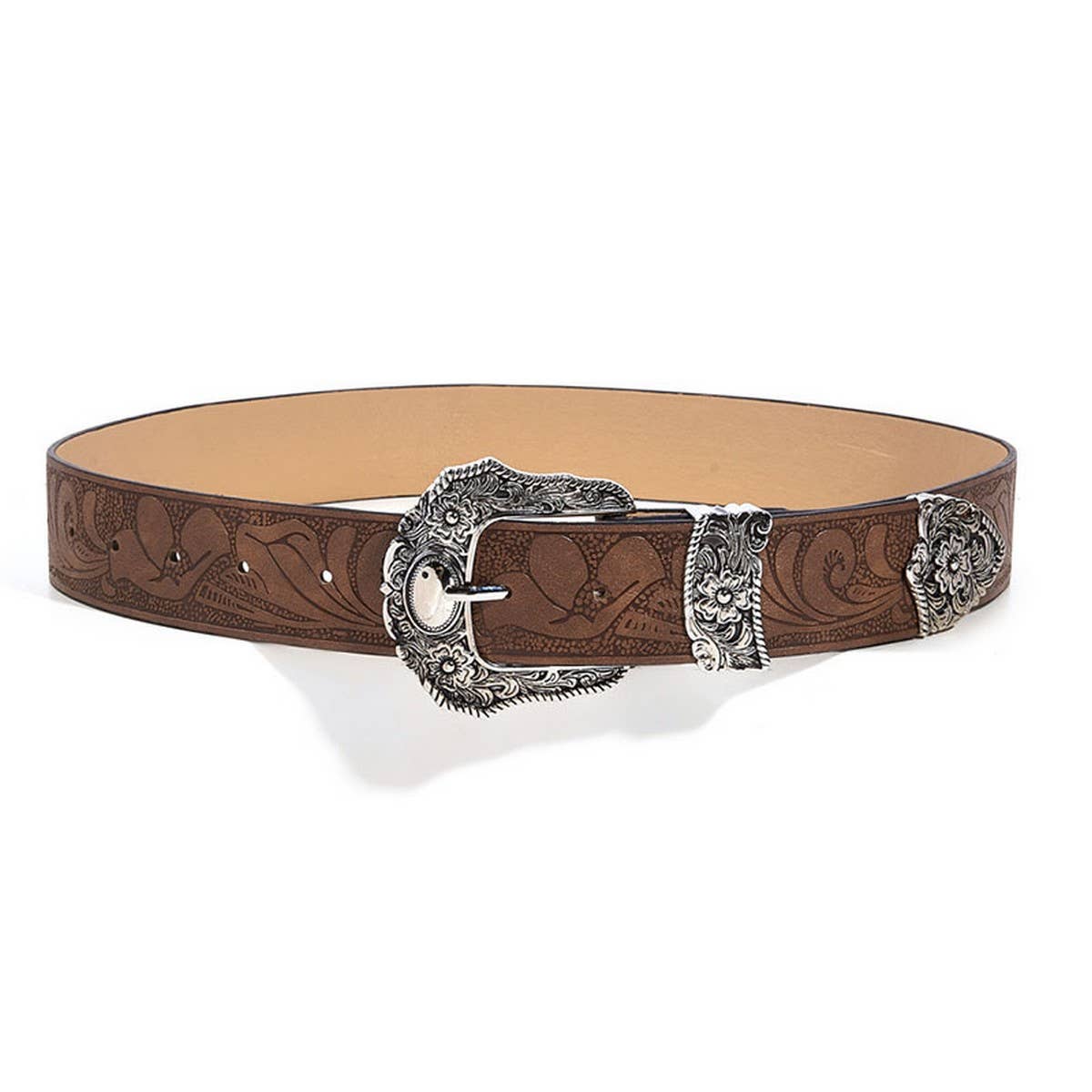 Brown Textured Printed Belt