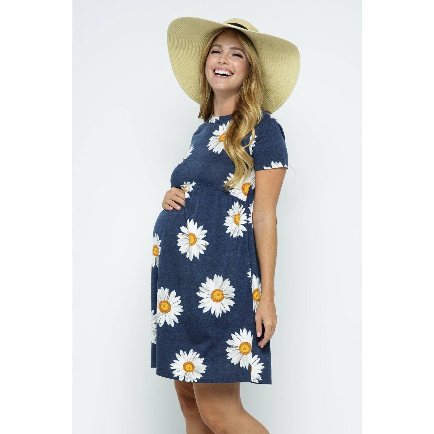 Floral Crew Neck Maternity Babydoll Dress