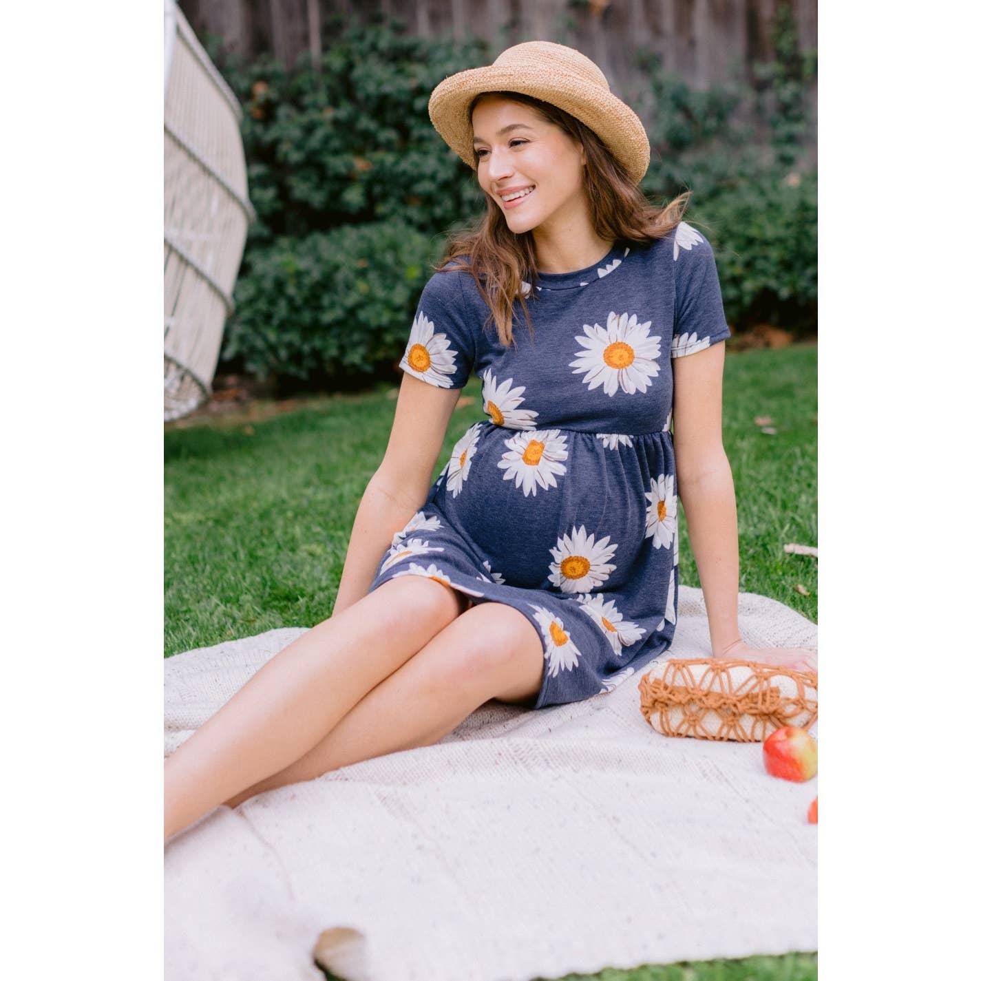 Floral Crew Neck Maternity Babydoll Dress