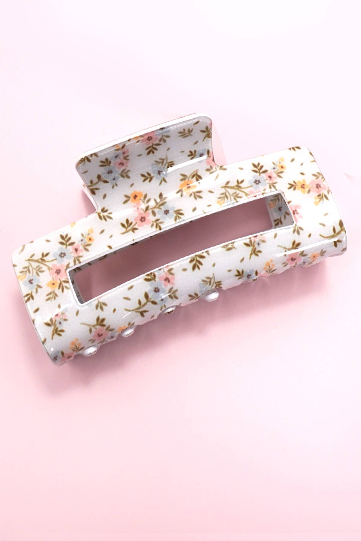 JUMBO DITSY ROSE RECTANGLE HAIR CLAW CLIPS