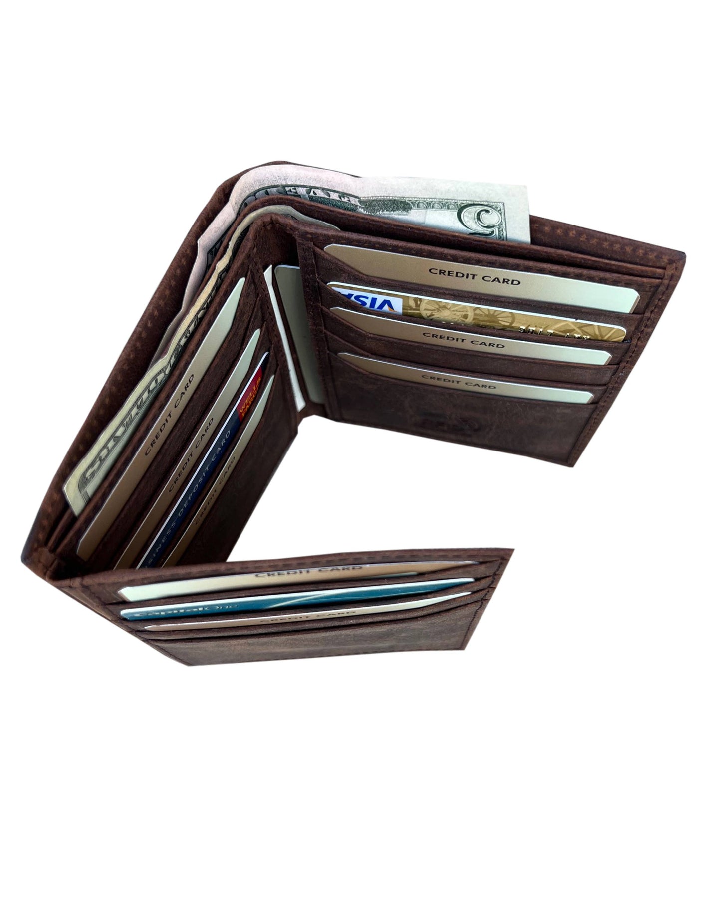 Cowhide/Buffalo Leather Bi-Fold RFID Wallet