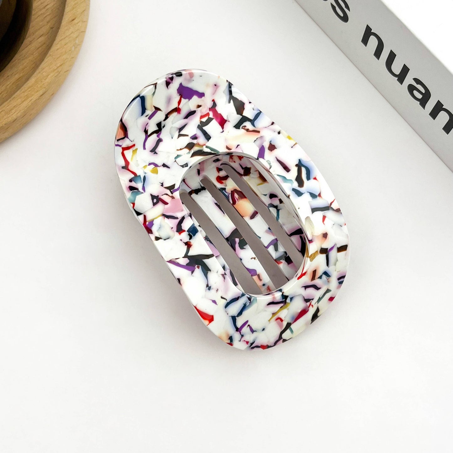 Acetate Classic Colorful Flat Hair Clips, Stylish Barrettes