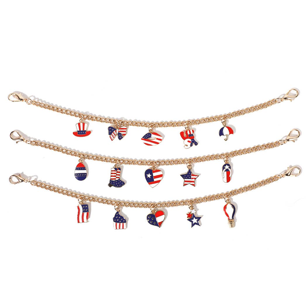 USA Theme Designed Charm Trucker Hat Chain