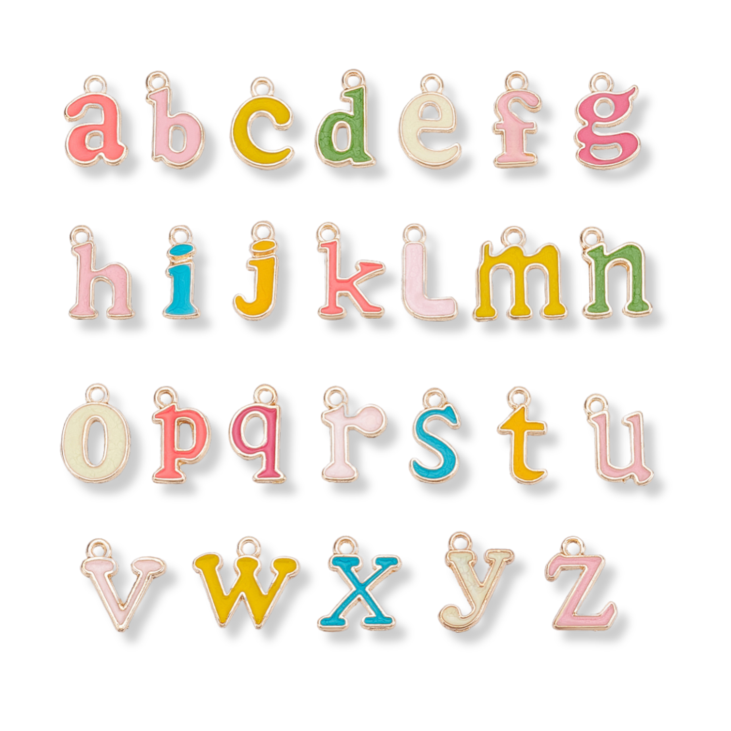 Serif Lower Case Letter Initial Charm Set