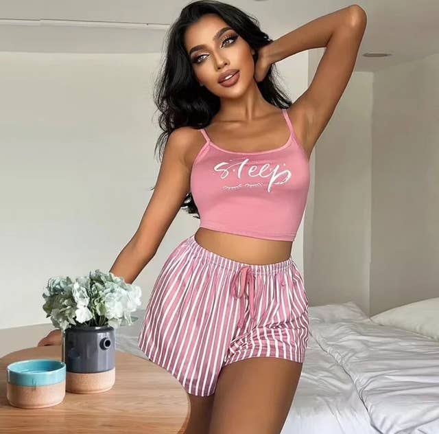 Women's Cropped Tank and shorts Sleepwear Set
