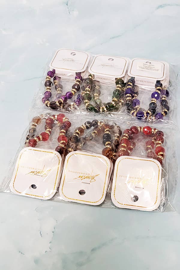 Cat Eye Stone Beaded Stretch Bracelet