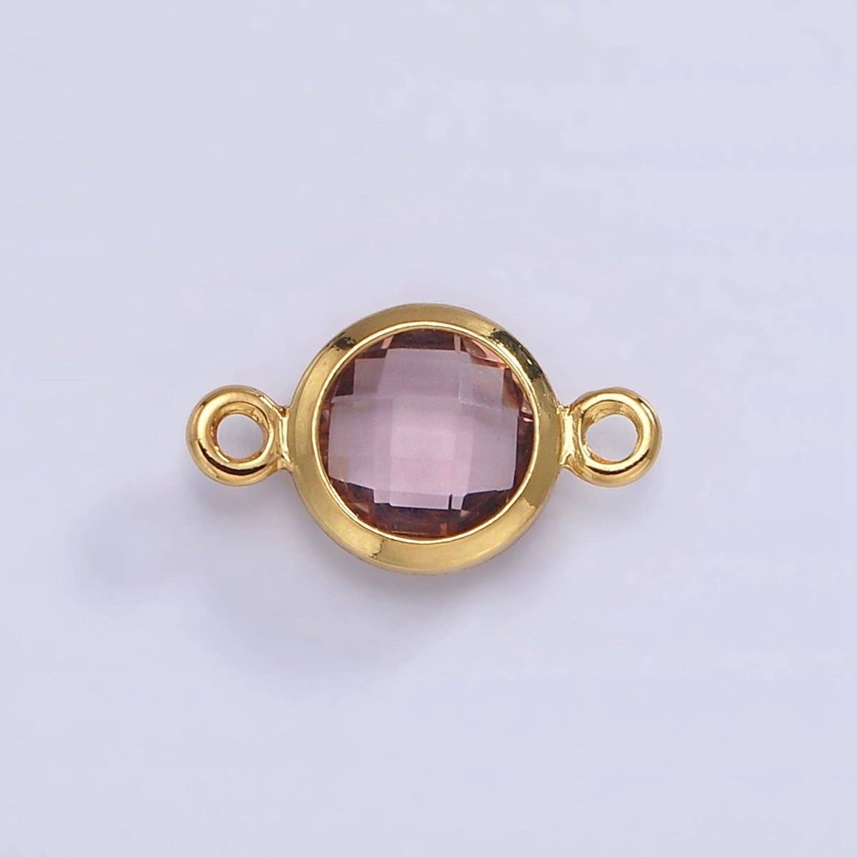 Mini 14k Gold Filled Cubic Zirconia Link Connector Color Faceted Crystal Charm Connector Birthstone Link Connector G-742~G-753