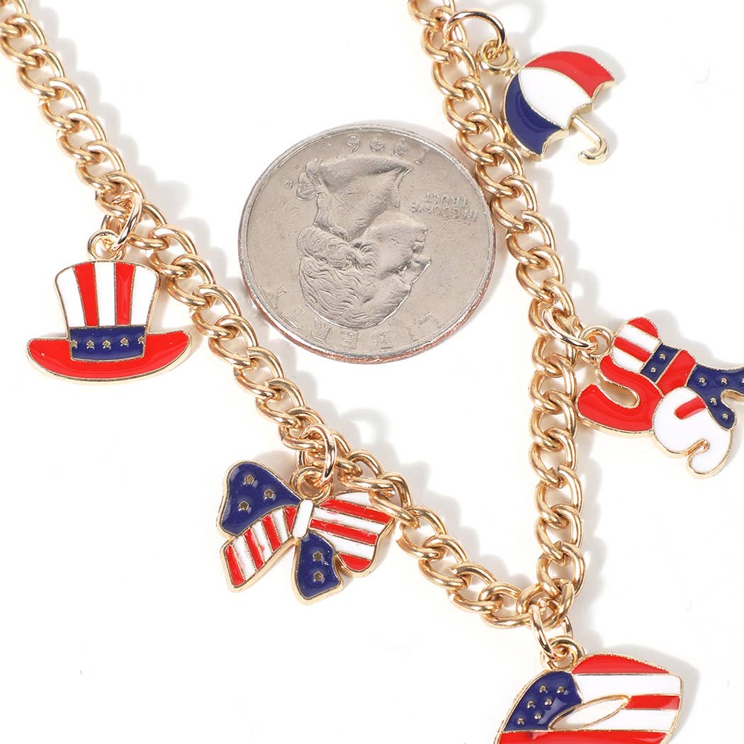 USA Theme Designed Charm Trucker Hat Chain