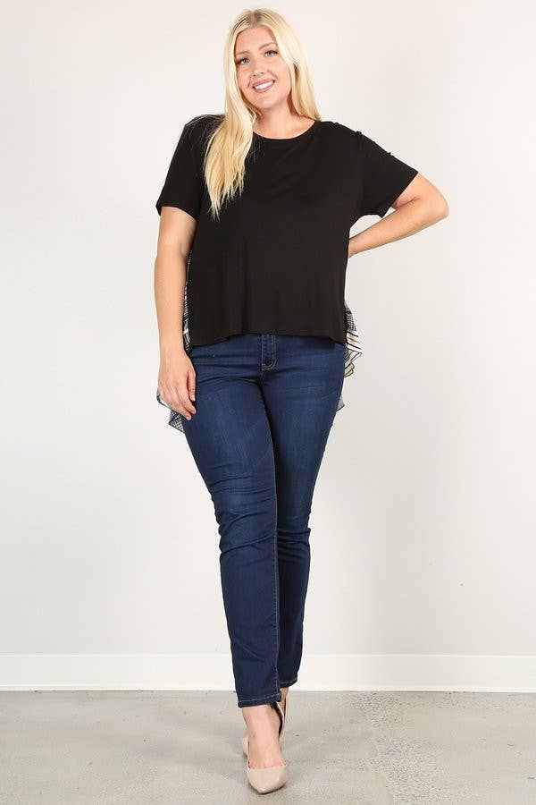 Plus Size Top Hi Low Hem Plaid 17581-T