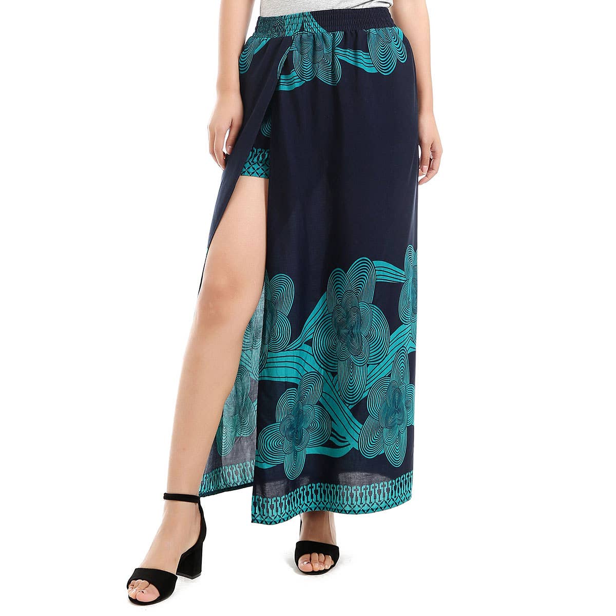Blue Peek-a-Boo Skirt and Short Set