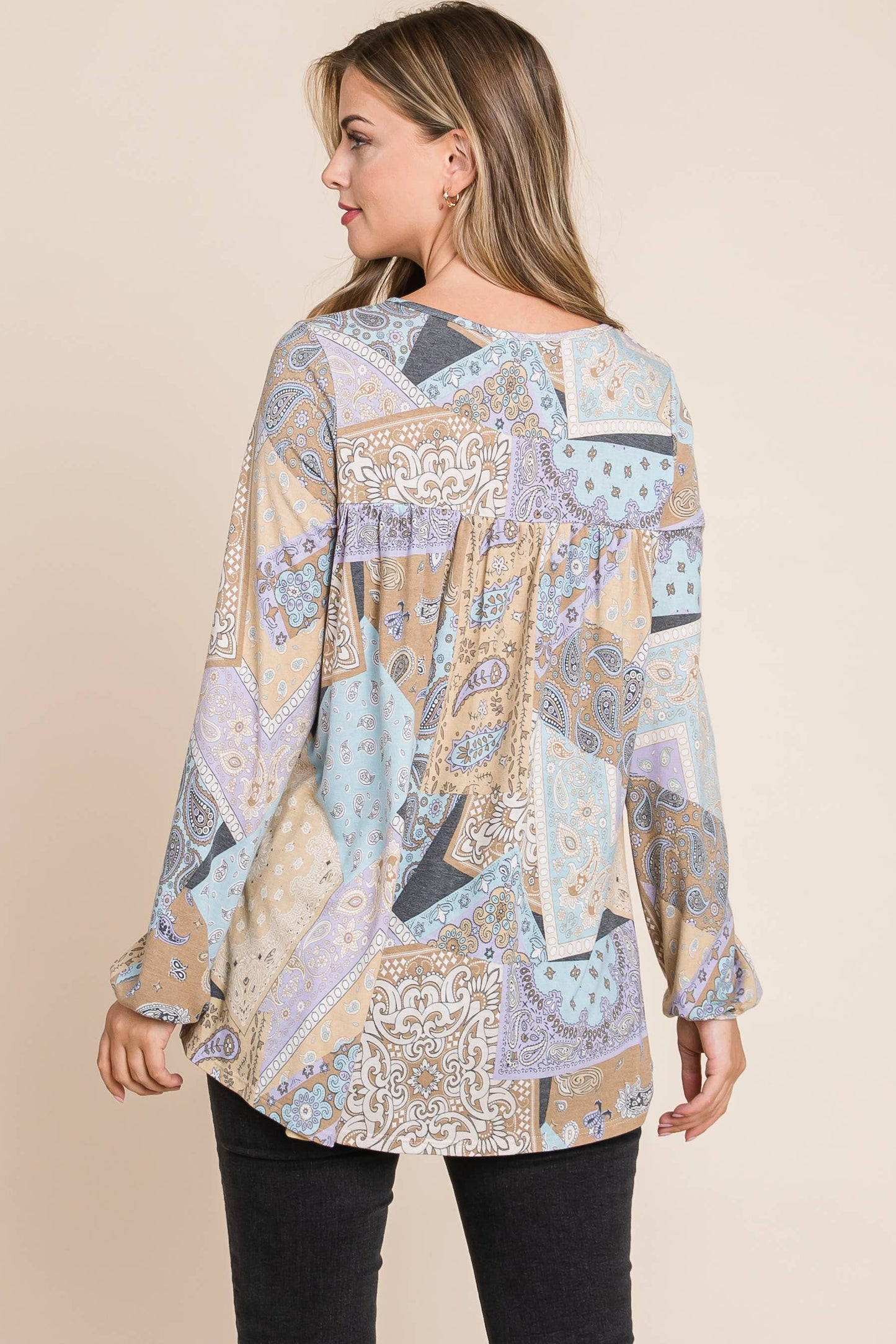 Paisley Print V-Neck Tunic
