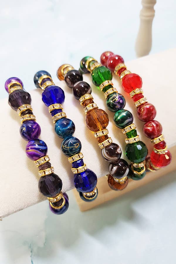 Cat Eye Stone Beaded Stretch Bracelet
