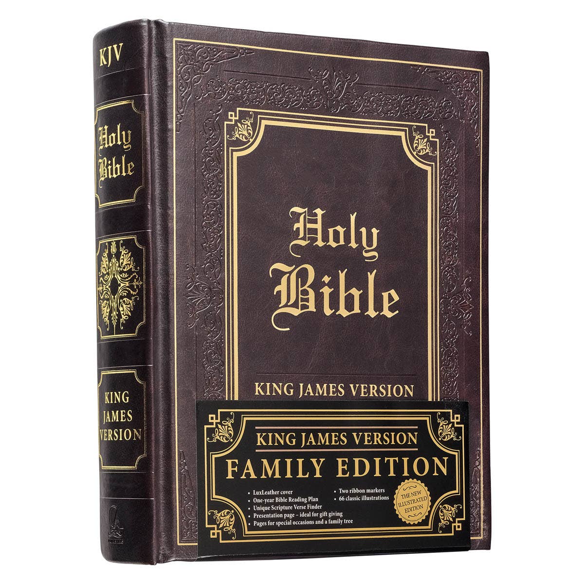 KJV Family Bible Faux Leather Padded HC, Dark Brown