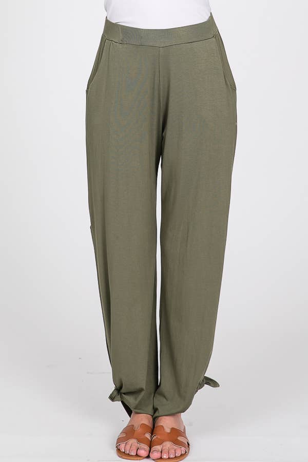 Split Side Tied Hem Pants