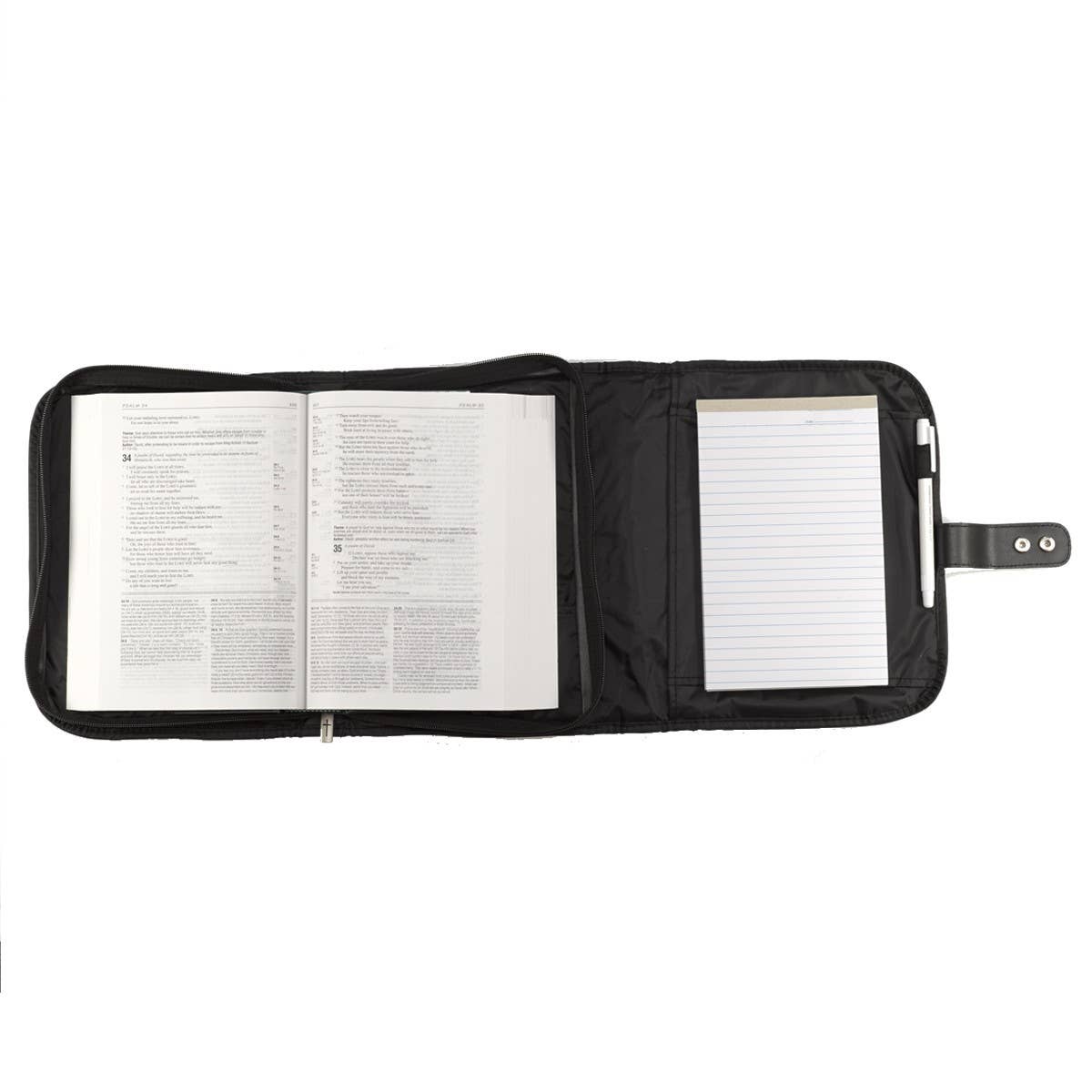 Black Micro-Fiber Tri-fold Organizer Bible Cover: Large