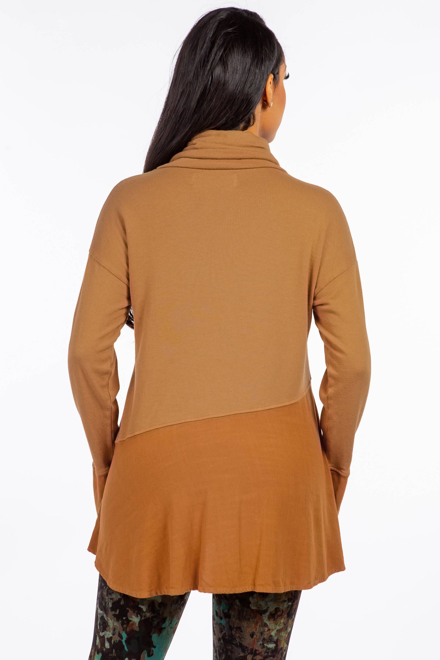 Cowl Neck Tunic with Asymmetric Panel