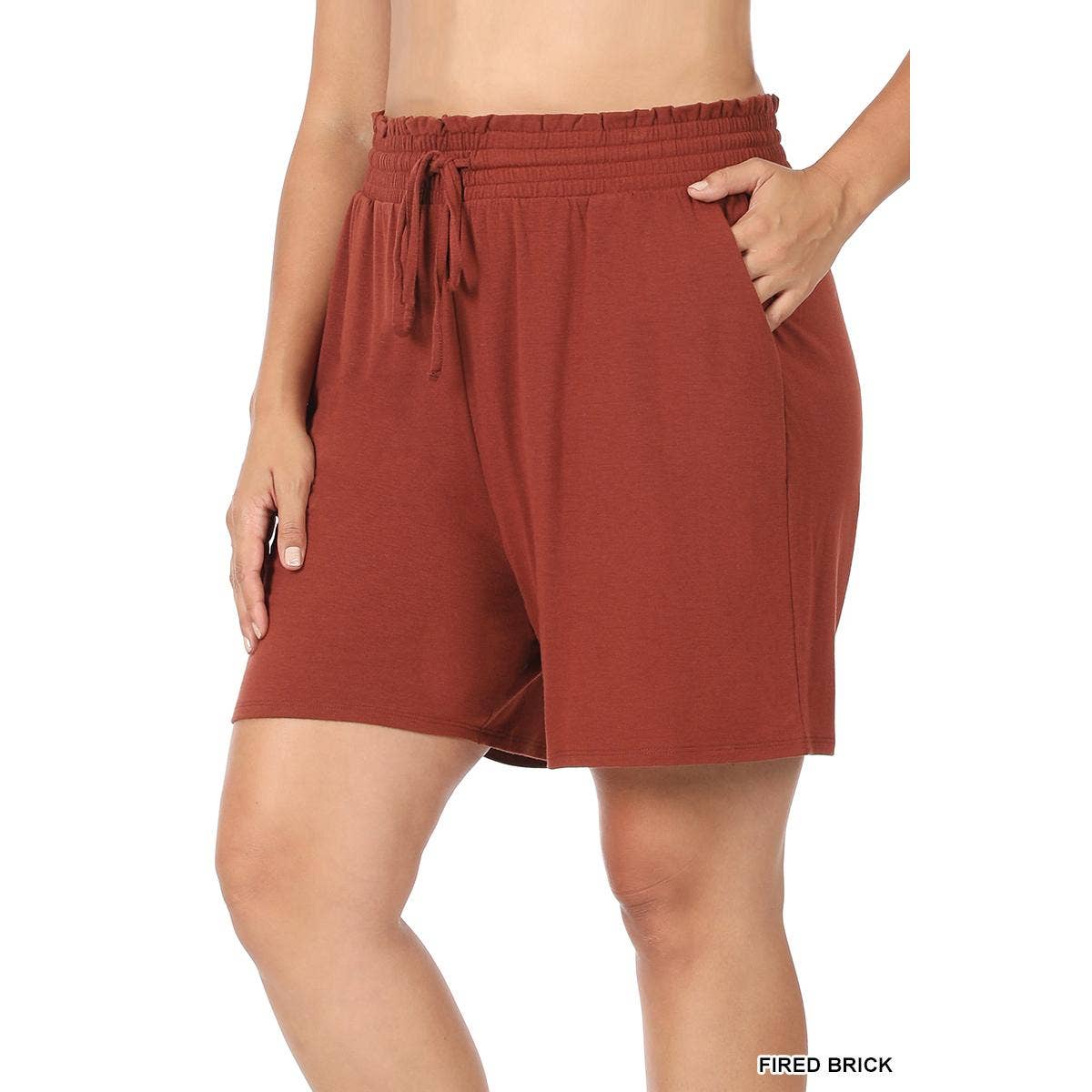 A031-87587 PLUS DRAWSTRING WAIST PAPERBAG SHORTS