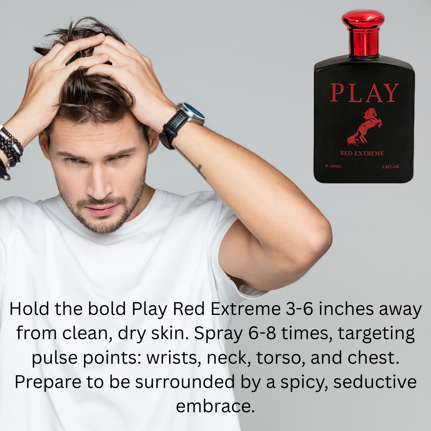 Play Red Extreme Cologne for Men Eau De Toilette, 100ml