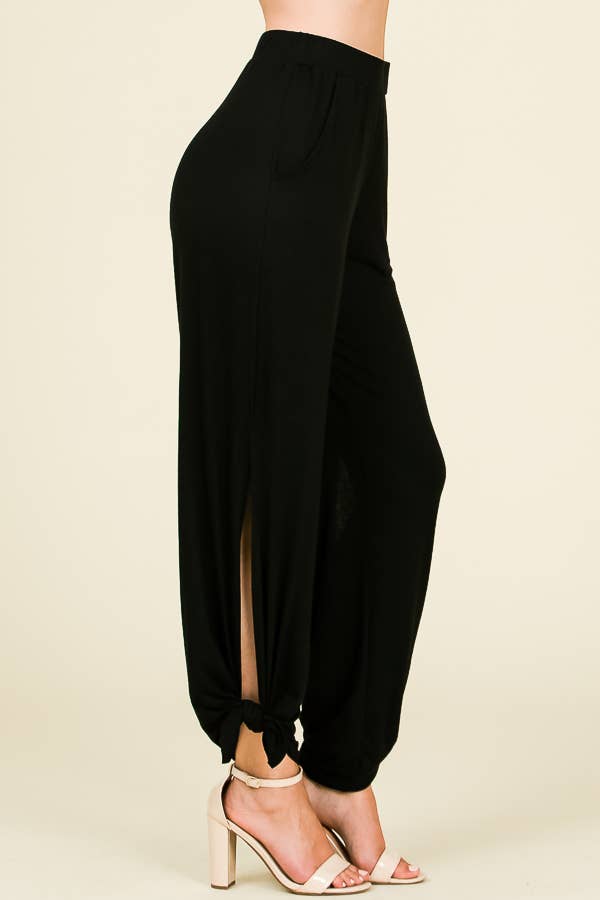 Split Side Tied Hem Pants