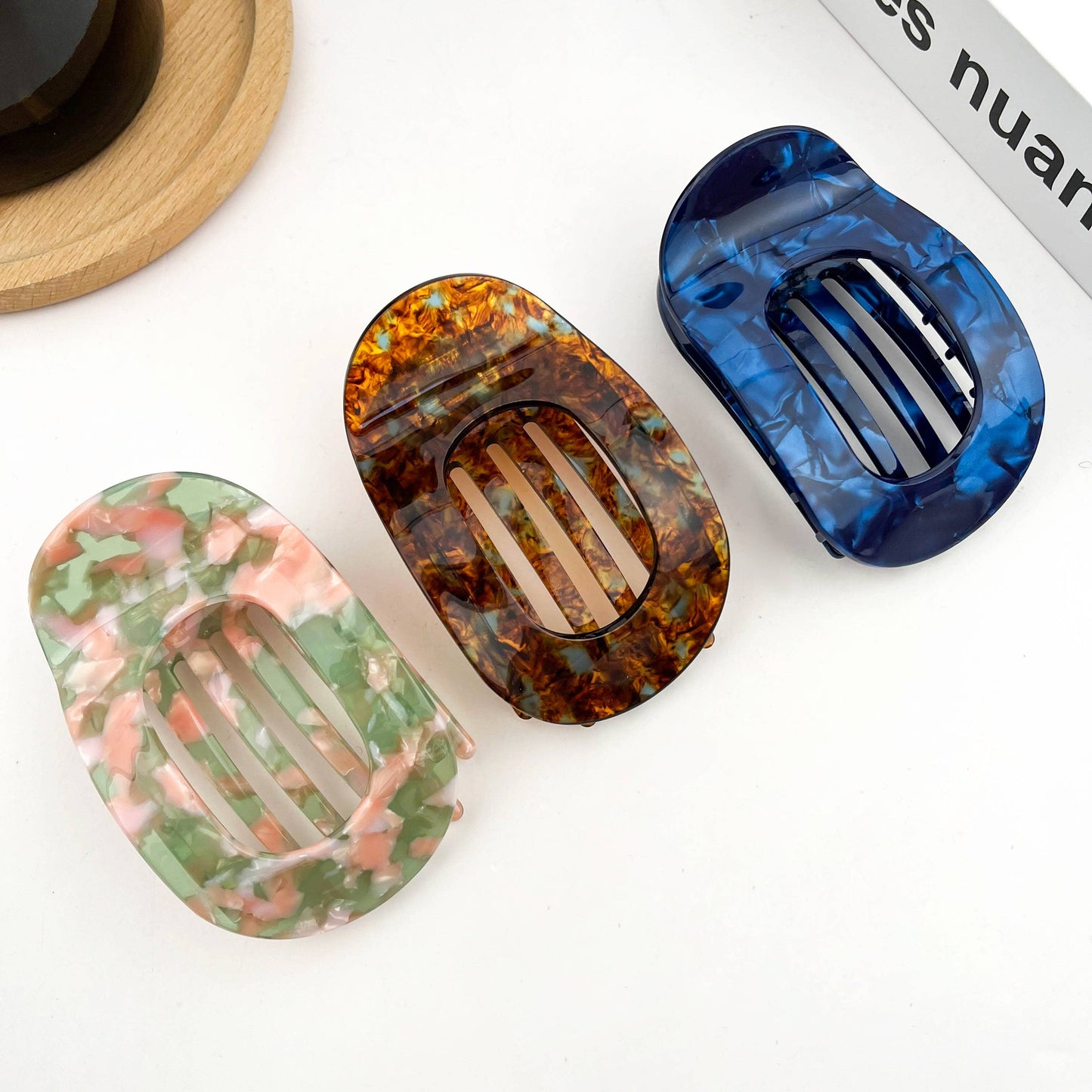 Acetate Classic Colorful Flat Hair Clips, Stylish Barrettes