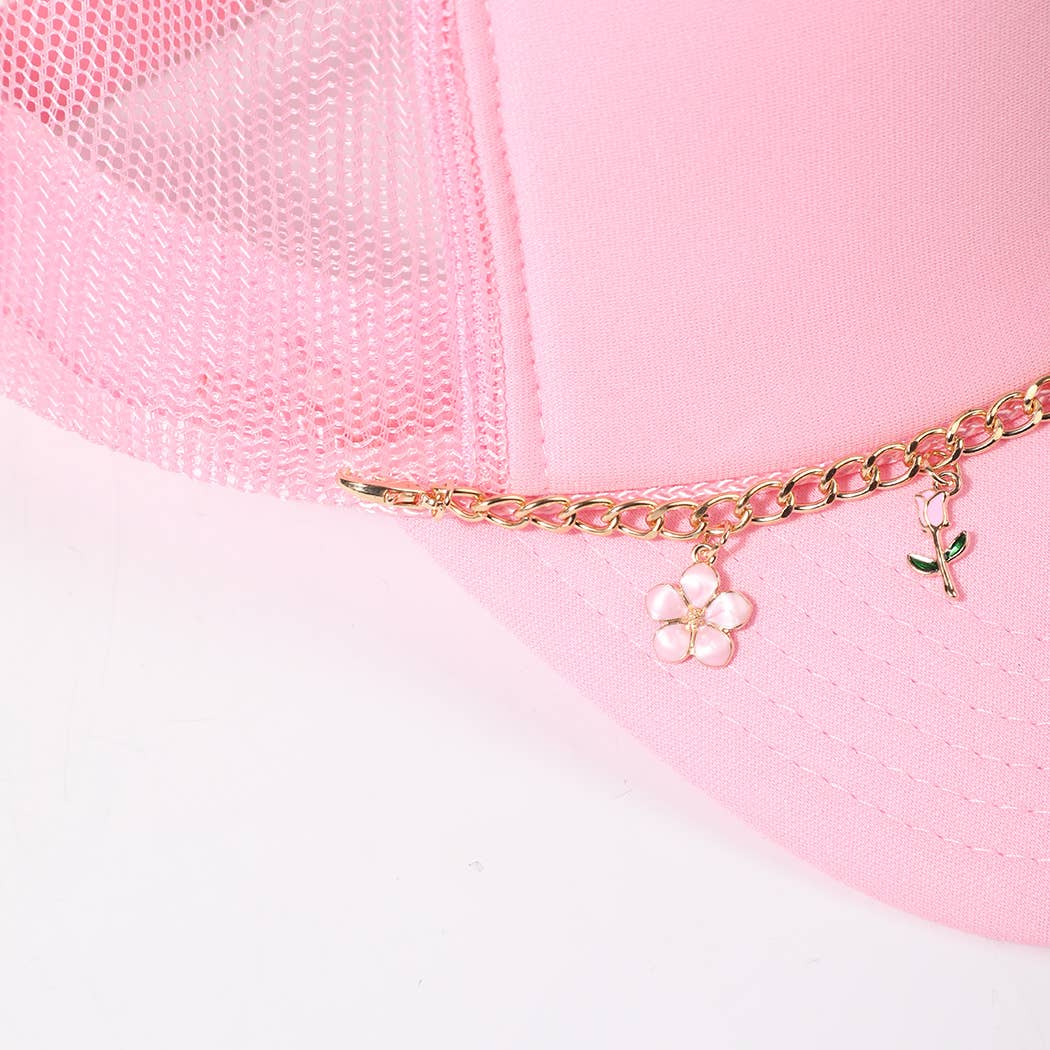 Spring Summer Flowers Charm Trucker Hat Chain