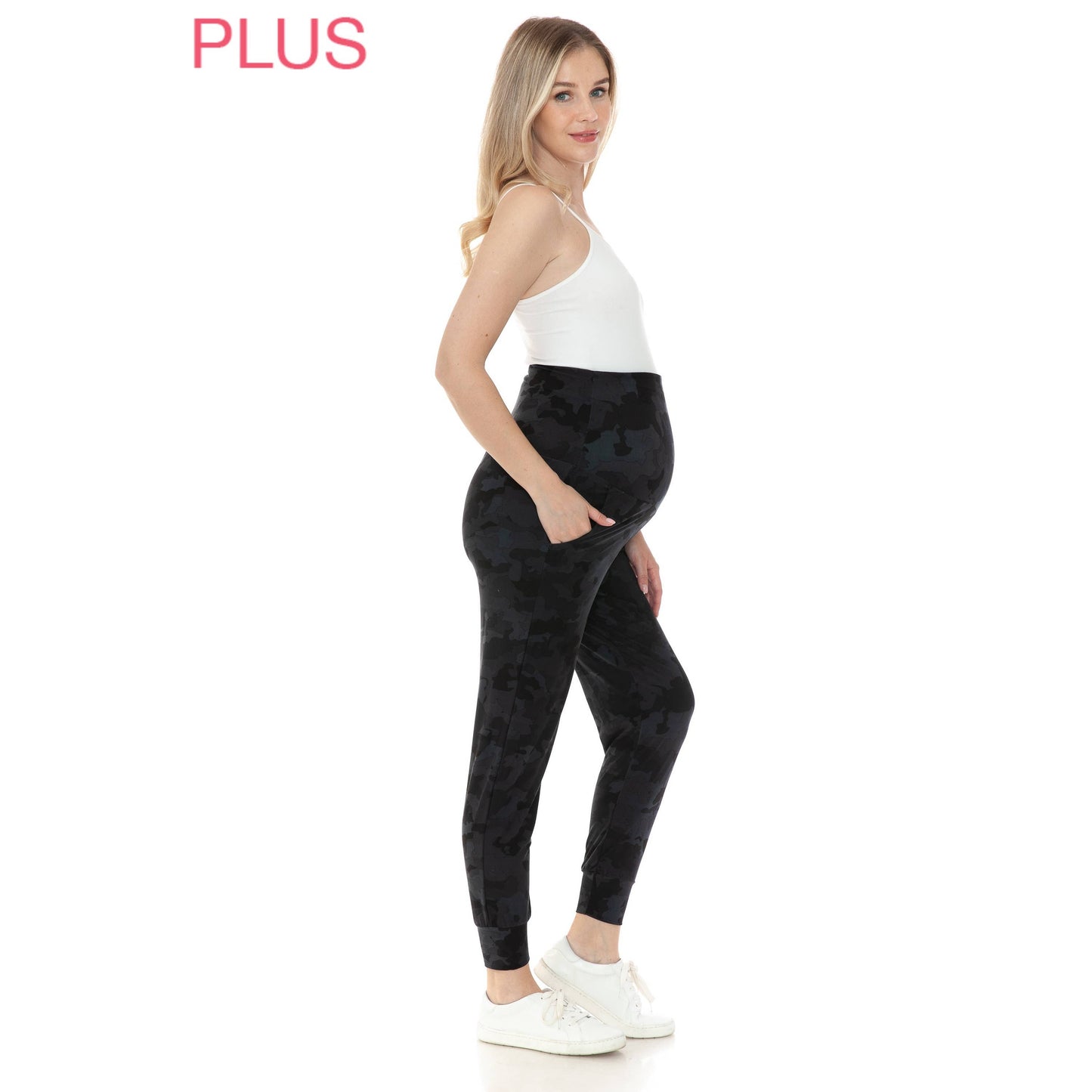 Plus Size Buttery Soft Maternity Comfort Print Joggers